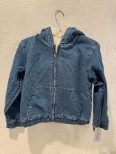 NWT Cat And Jack Girls Denim Sherpa Jacket Hooded Sherpa Lined Size X-Large 14