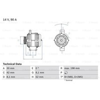 Bosch Generator Lichtmaschine 90A 14V FüR Mercedes-Benz A-Klasse Vaneo