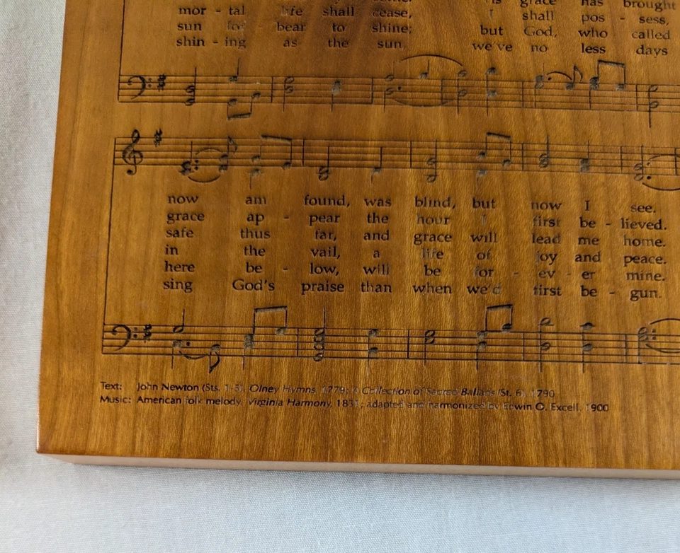 Amish Laser Wood Engraved Hymn Sheet Music Cherry Wood Song Amazing Grace Gift - Image 4 of 4