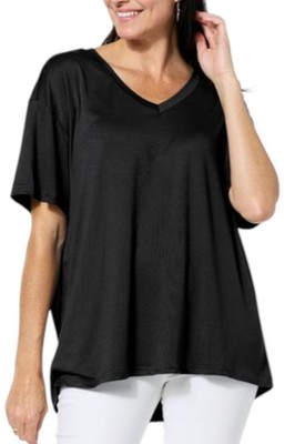 HUE Women's All-Day Comfy Knit Oversized Boyfriend Tee Black
