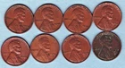 Lot of 8 Vintage Lincoln Wheat Cents (1941-1958) Circulated US Penny Collection