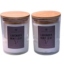 Chesapeake Bay Scented Candle Lavender Mint leaf Essential Oils Lot of 2 - 8.8oz
