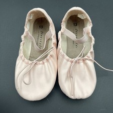 Danskin Freestyle Ballet Slippers Pink Girls Size 13 Leather Sole Dance Shoes
