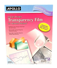 Apollo Transparency Film Inkjet Printer 50 Sheets 8.5" x 11" Premium Quality