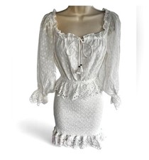 Spell & The Gypsy Collective Daisy White Boho Eyelet Lace Mini Dress XXS