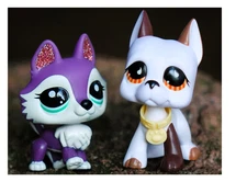 Mini Pet Shop LPS Husky#2297 Great Dane#750 Great Nice Lovely Animal Gifts Kids