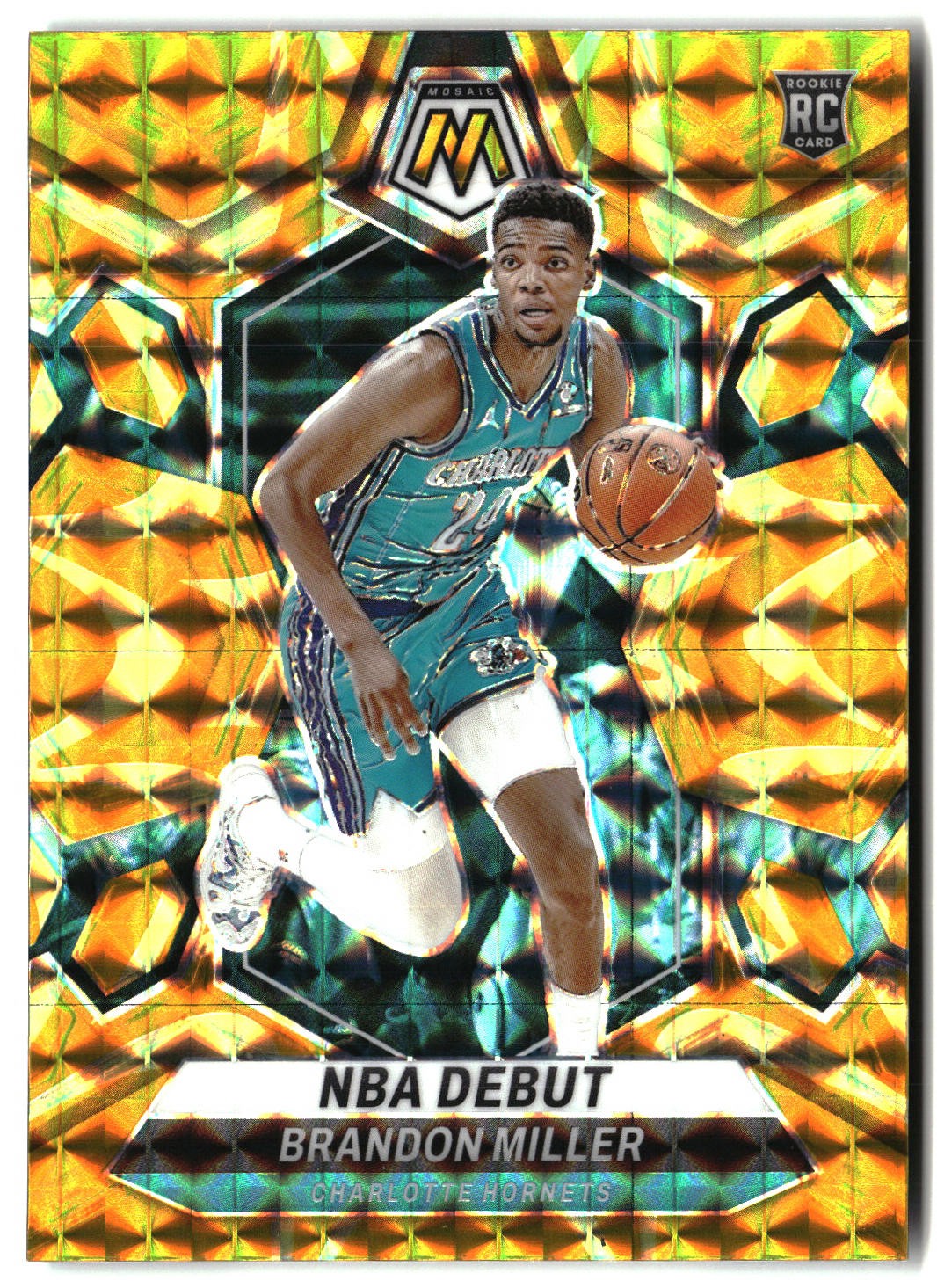 Brandon Miller 2023-24 Panini Mosaic #252 Reactive Yellow Charlotte Hornets