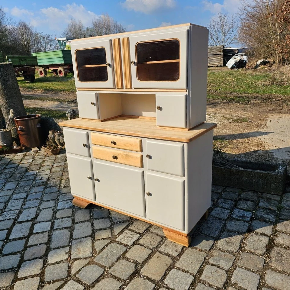 Antikes Buffet Kredenz Küchenschrank Anrichte Aufsatzschrank 50er Jahre Fifties - Bild 3 von 4