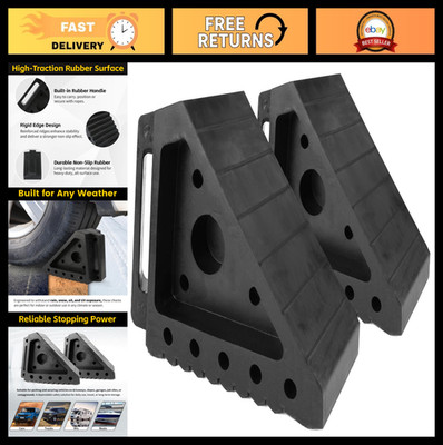 Heavy-Duty Rubber Wheel Chock 2-Pack | 8'' x 4'' x 6'' Non-Slip Tire Stop | All-Wea