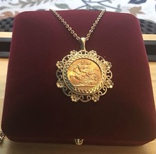 1966 Full Gold Sovereign Pendant with Chain - all hallmarked