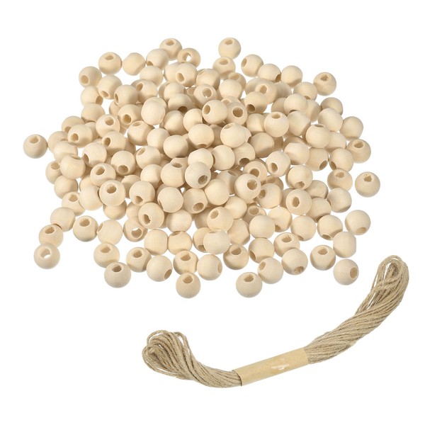 Holzperlen 200 StüCk, 10Mm Naturfarbene Kugelperlen Mit 3Mm Loch FüR Diy Schmuck-image