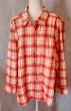 Lands End Casual Button Up Orange Red Shirt Women's Size 3X