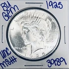 1925 BU UNCIRCULATED SILVER PEACE DOLLAR AUTHENTIC U.S. MINT FREE SHIPPING 3989