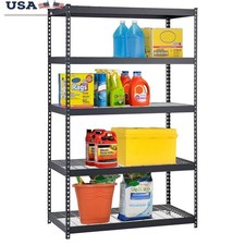 Heavy Duty 5 Shelf Steel Shelving Unit Adjustable Storage Freestanding Black New