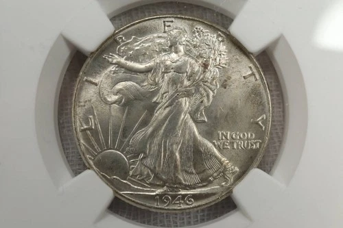 NobleSpirit Beautiful 1946 50c Walking Liberty Silver Half Dollar NGC MS 64