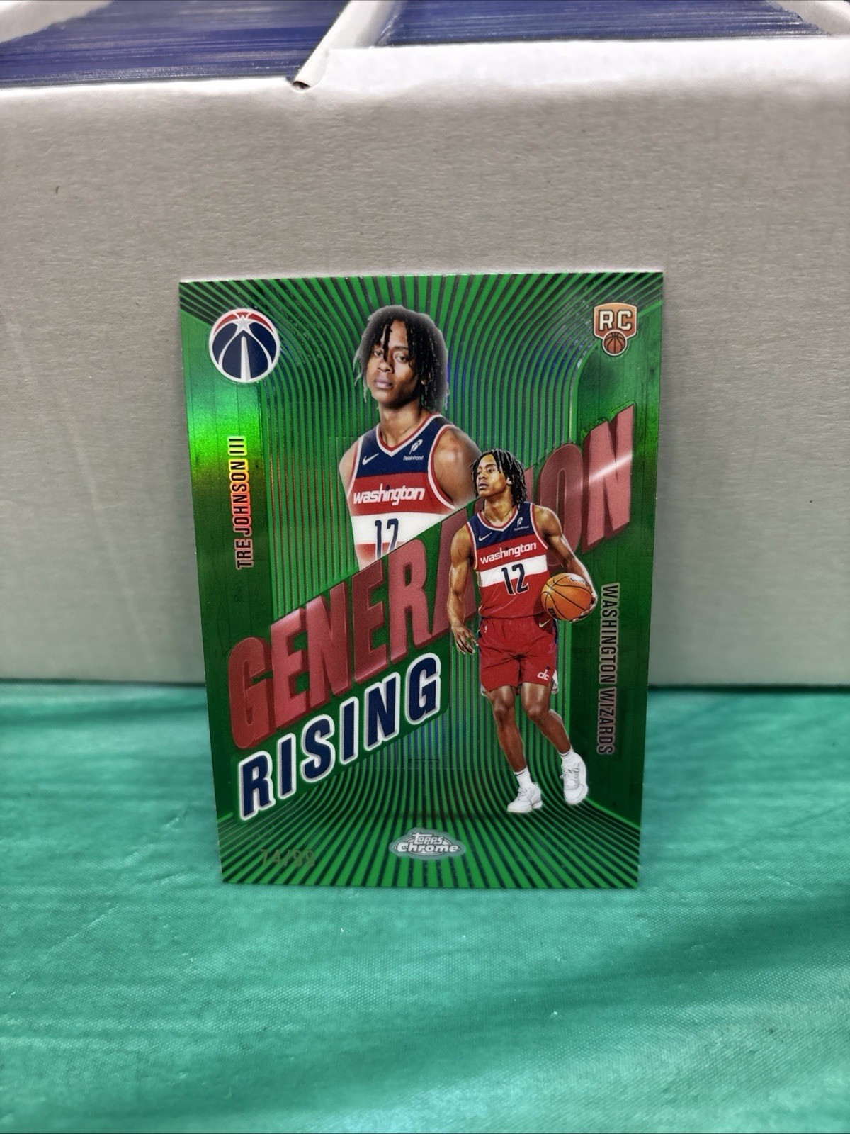 2025-26 Topps Chrome Tre Johnson III RC Generation Rising Green Refractor /99