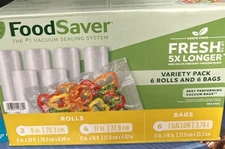 ⚡️FoodSaver Variety Pack, 4 Large and 2 Medium Rolls, 6 Pre-Cut Freezer Bags