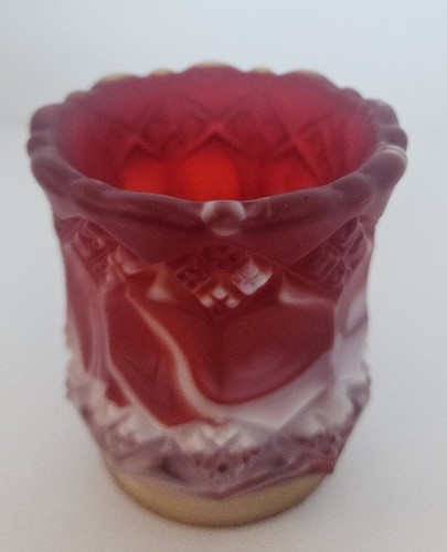 Imperial Glas gewirbelt rubinrot Schlacke Glas Zahnstocher Halter mit Licht Leuchten. Vintage - Bild 11 von 15
