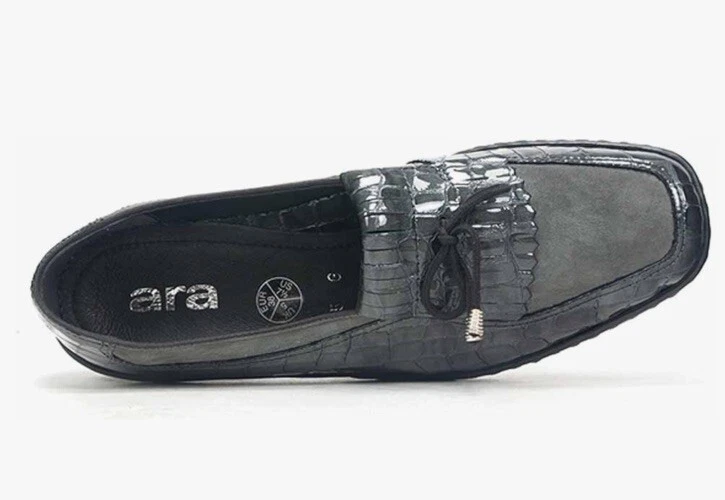 Mocassim feminino Ara Rachel couro envernizado preto Kiltie Reino Unido 6,5 EUA 9 UE 40 BOM! - Imagem 3 de 4