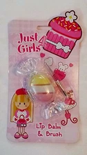 Just 4 Four Girl's Shimmer White Pink and Yellow Lip Gloss And Brush Set