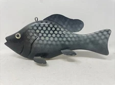 Handmade 6 3/4” Inch Crappie Wood Tin Fins Ice Spearing Decoy Signed “Chet”