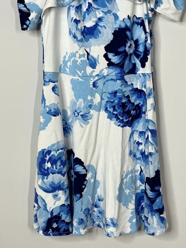 The Childrens Place Dress Girls Medium 7 8 Kids Blue Floral Casual Boho Ruffles - Picture 3 of 16