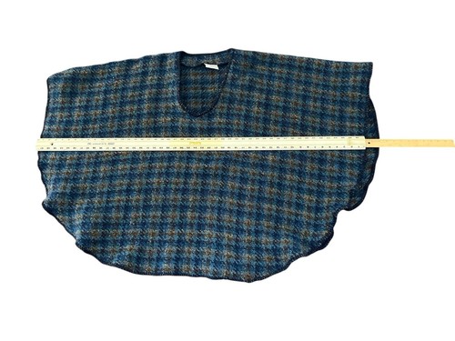 Muirfield Collection Scottish Shawl Poncho 100% Wool Scotland Blue & Brown Plaid - Picture 9 of 13