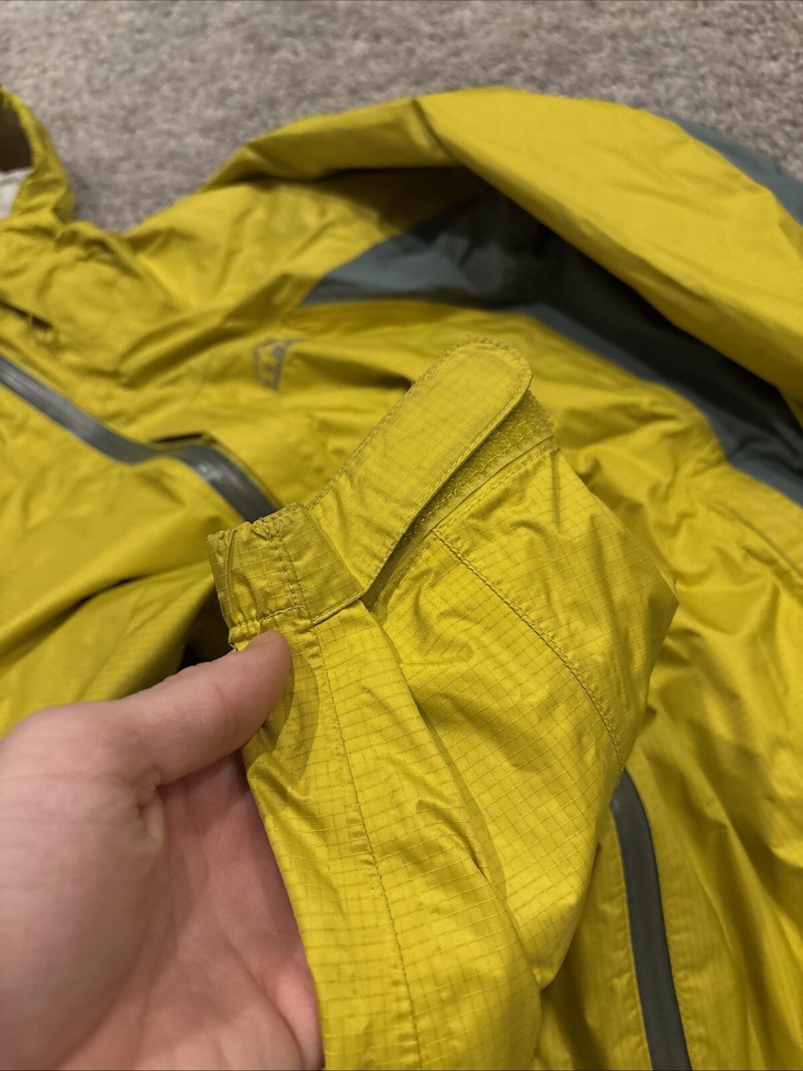 LL Bean Men's Rain Jacket Hooded Waterproof Gray & Yellow M