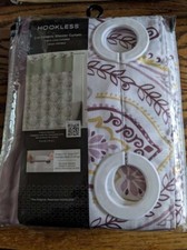 NEW Hookless French Damask lilac Shower Curtain wPeva Liner fabric 3in1 set