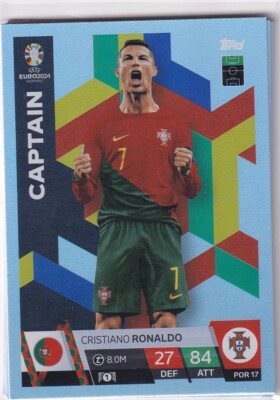 Topps Euro 2024 Match Attax Rainbow Foil Karte Captain POR 17 Cristiano Ronaldo