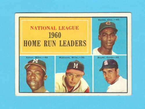 1961 Topps 1960 NL HR Leaders - Banks Aaron Mathews Boyer - Carta da baseball #43 - Foto 1 di 2