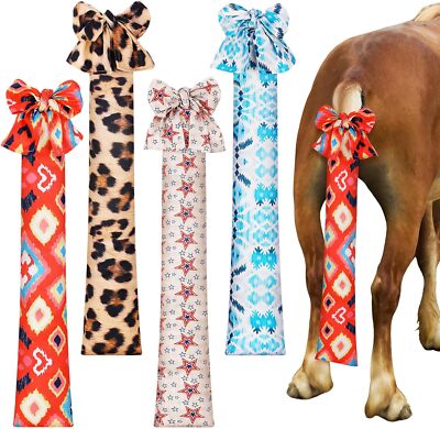 4 Pcs Horse Tail Bag Stretchy Bags for Horses 22 x 4 inches, Coat Care 