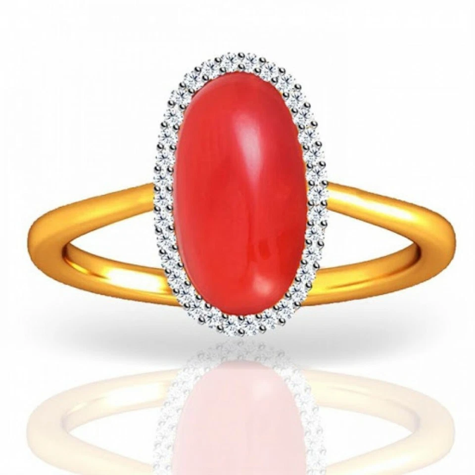 6.10ct Certified Italian Natural Red Coral Moonga With CZ Gemstone Silver Ring - Image 2 of 2