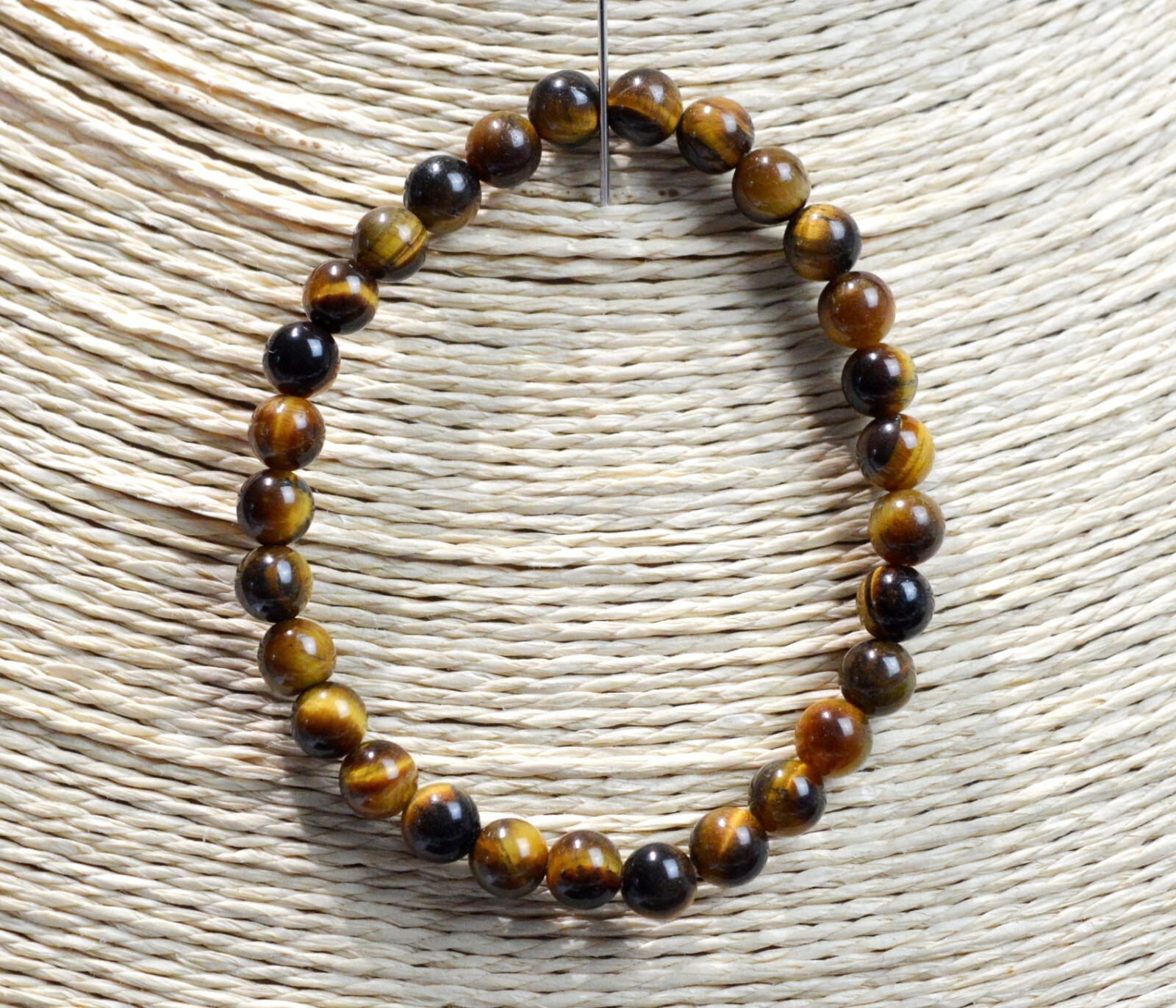 Bracelet en œil de tigre avec perles de 6 mm d'Afrique du Sud naturel