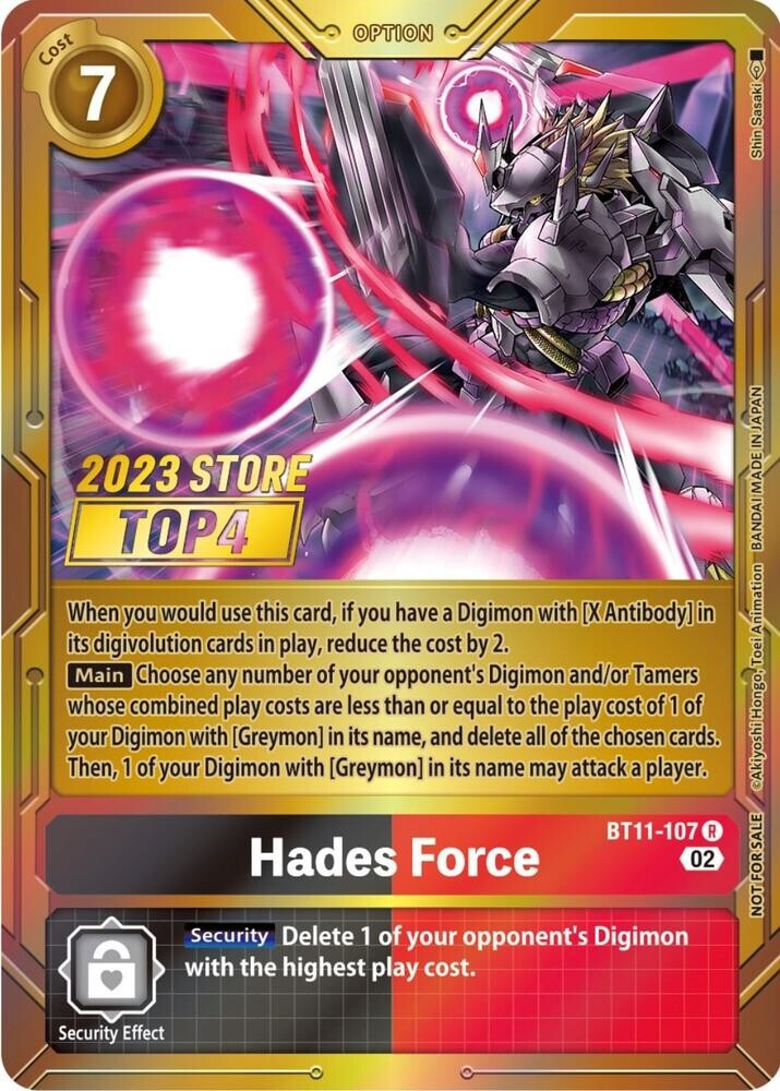 Hades Force 2023 Store Top 4 Foil - BT11-107 NM - Digimon TCG