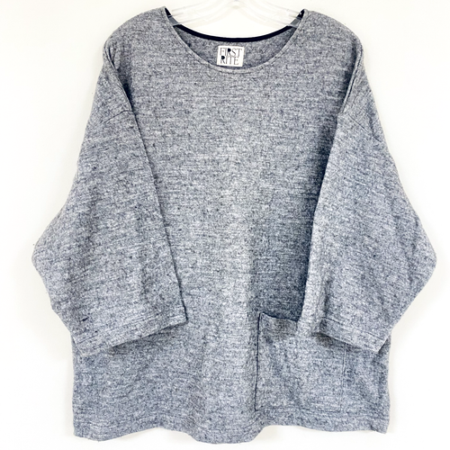 First Rite Sweater Womens M Gray Boxy Pocket Oversized Wool Crew Neck 1 ...