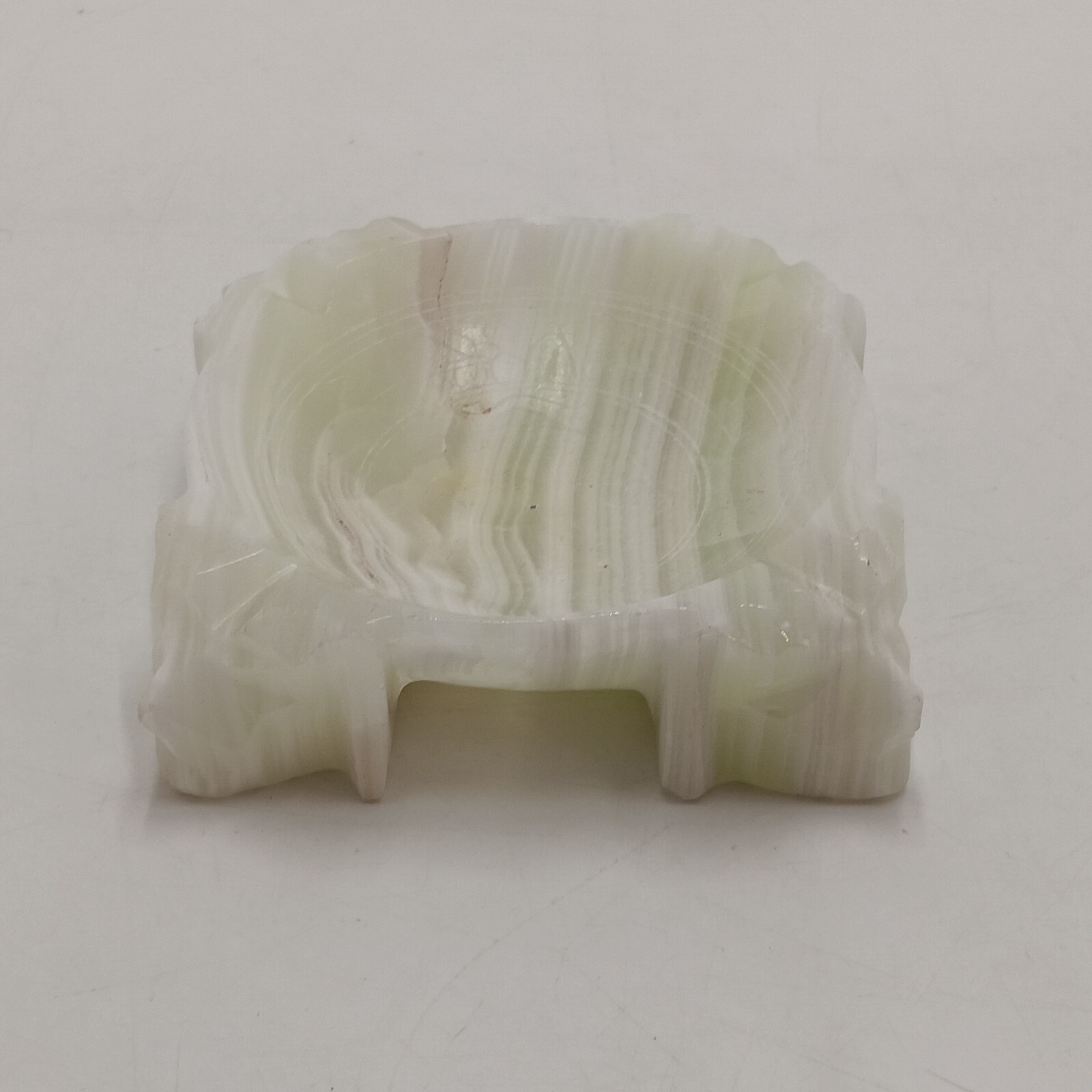 Marbled Onyx Stone Carved Heads Square 4" Table Ashtray Trinket Dish Aztec