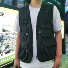 Men Casual Cargo Waistcoat Gilet Multi Pocket Sleeveless Jacket Vest Outdoor