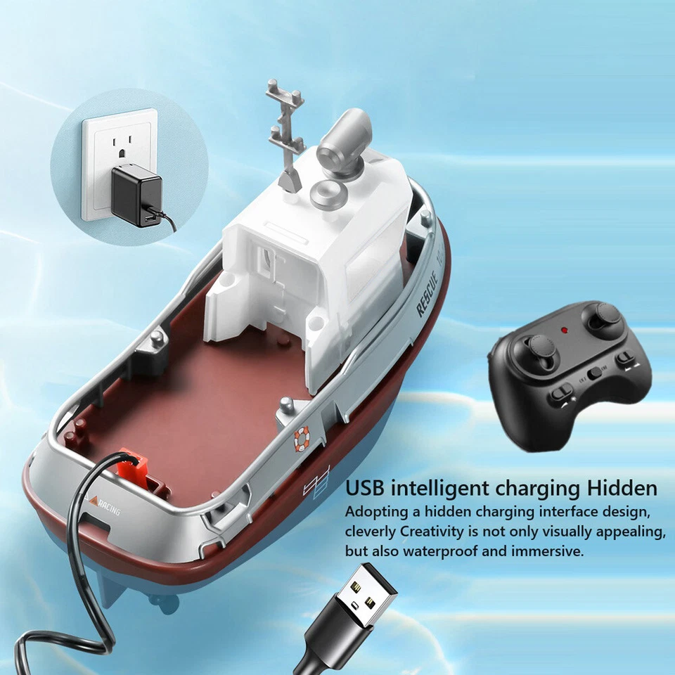 RC Boat For Kids 2.4G 1:32 Dual Motor Rechargeable Electric Boats RC Boat Toys - Image 2 of 4