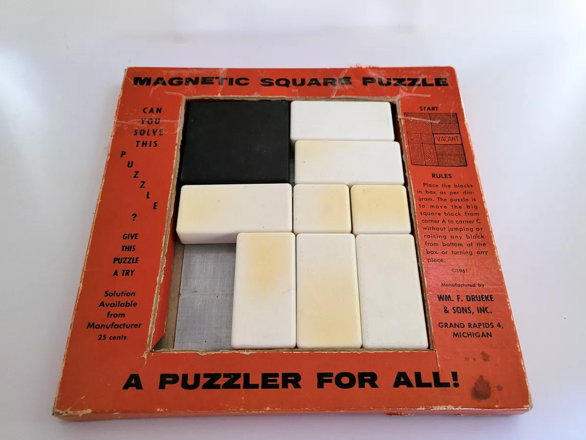 Dureke & Sons Wood Magnetic Square Solitaire Puzzle 1961