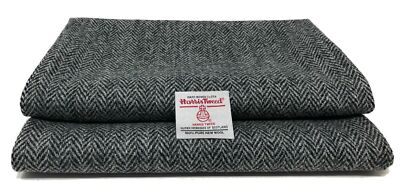 Harris Tweed schwarz und grau Fischgrät Stoff - 100% reine Wolle 1 Meter plus