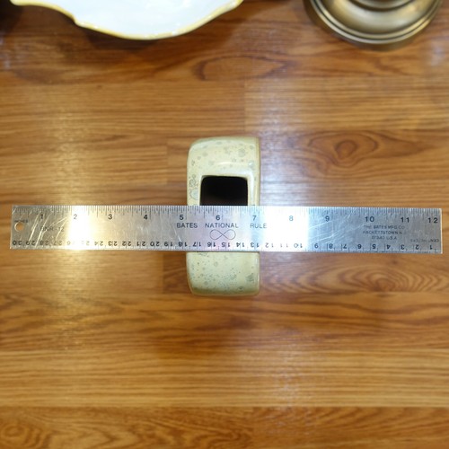 Vase Planter Green Ceramic Rounded Rectangle Hole Through Center - Swanky Barn - Picture 6 of 12