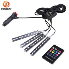 4x Car Auto Atmosphere White Lights Led Lights Stripcigarette Lighter Universal