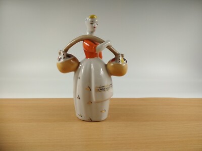 Soviet porcelain figurine, a girl from the village carries a basket, *15