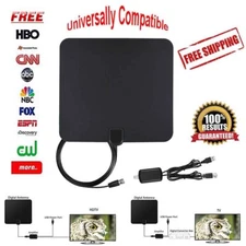 DIGITAL TV ANTENNA HDTV 100 MILES RANGE FLAT TRANSPARENT AMPLIFIED USB 1080P
