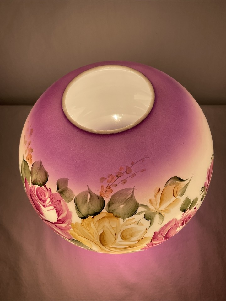 Antique Vtg Glass Ball Oil Lamp Shade Globe Parlor GWTW 4" Fit Purple