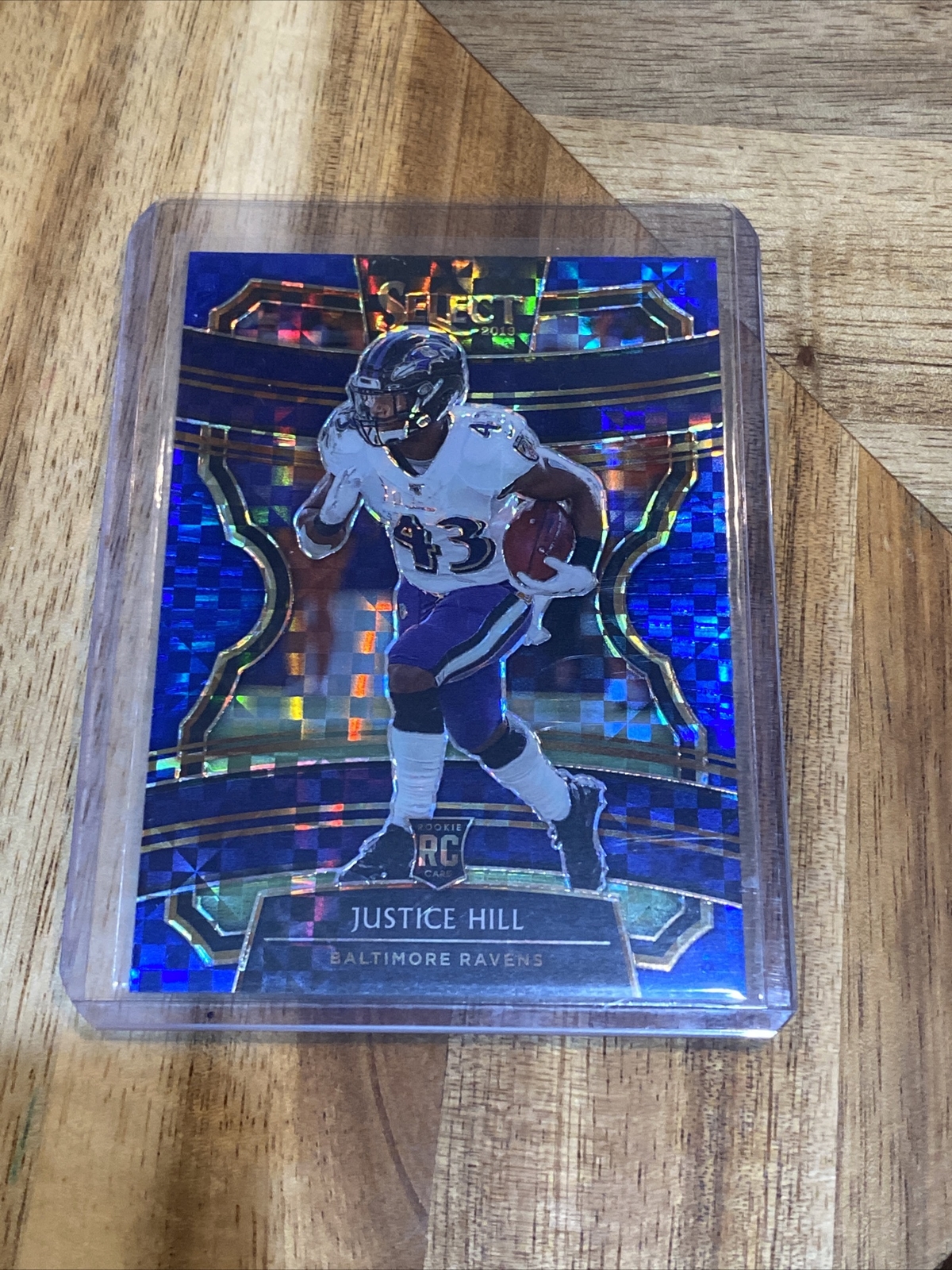 2019 Panini Select Justice Hill Concourse Blue Prizm Rookie Card /175