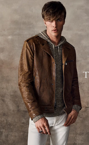 $2198 New John Varvatos Collection Ball & Chain Leather Biker Jacket EU44 US34