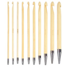 10Pcs Bamboo Knitting Needles Afghan Interchangeable Tunisian Crochet Hook Set