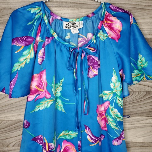Vintage Hilo Hattie SMALL Hawaiian Dress Maxi Aloha Muumuu Luau Anthurium Floral - Picture 2 of 8